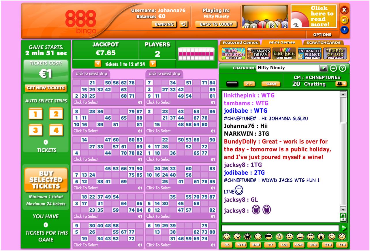 888 Bingo Lobby